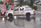 Policial militar é atropelado e arremessado durante perseguição